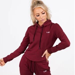 LAKI, Alta Drop-Cut Hoodie, Sangria, Size‎ Large